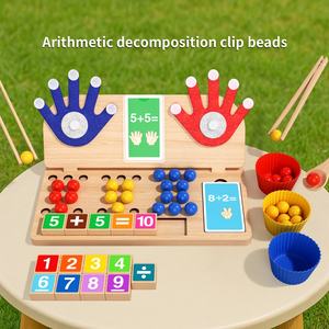 Nouvelles perles Montessori pour l'apprentissage des <span class=keywords><strong>math</strong></span>ématiques, jouets éducatifs en bois pour la décomposition arithmétique, perles à clipser pour le comptage au doigt pour enfants - Product Image 5
