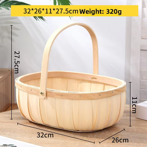 Handwoven Wooden Modern Minimalist Flower Fruit & Vegetable <b>Storage</b> <b>Basket</b> Hand-Held & Hand-Braided Design - Product Image 5