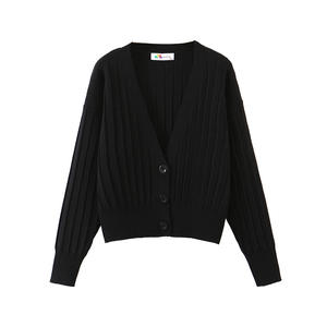 Cárdigan de punto para mujer Love Story, cuello en V, frente abierto, manga larga, antipilling, con etiqueta, diseño sencillo, prenda exterior - Product Image 1