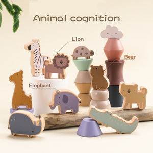 Bestseller Tiere Baby Stacking Toys Balance DIY Holzbau steine Montessori frühes Lernspiel für Kinder <span class=keywords><strong>2</strong></span>-13 Jahre - Product Image 5