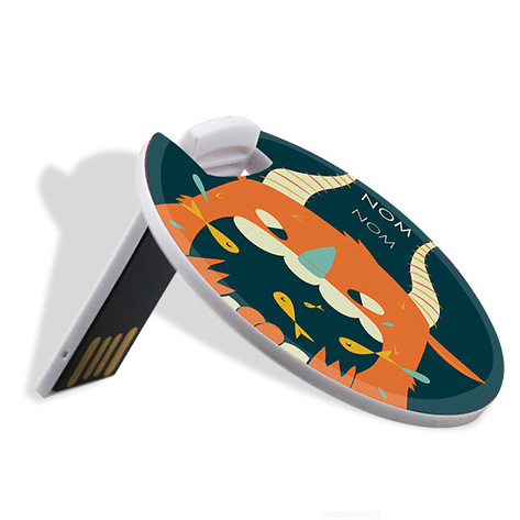 Beckon Round Card USB Flash Drive Custom Logo 32GB 64GB 128GB USB 3.0 Slim Design for Business Trade Show Promotions Event Swag