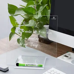 Acrylic khô xóa bảng trắng-10 x 10 inch rõ ràng Máy tính để bàn bảng không khung để danh sách Hội Đồng Quản trị với đánh dấu khay máy tính để bàn nhỏ