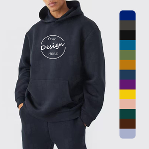 Sweat à capuche de sport pour homme en molleton épais de haute qualité personnalisé, respirant, couleur unie, épaules tombantes, 400GSM, en coton - Product Image 1