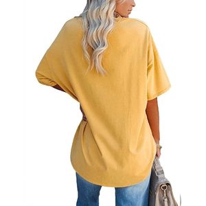 Fisoew Women's Oversized Cotton T-Shirt Crew Neck Half Sleeve Breathable <b>Tee</b> Top - Product Image 2