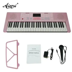 多功能定制aiersi品牌61键粉红色电子琴数字器官电动玩具乐器键盘为孩子们