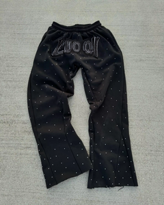 <span class=keywords><strong>Pantaloni</strong></span> della <span class=keywords><strong>Tuta</strong></span> da Uomo Streetwear Svasati in Cotone di Alta Qualità con Lavaggio <span class=keywords><strong>Stone</strong></span> Washed, Ricamo e Strass, Personalizzati all'Ingrosso - Product Image 1