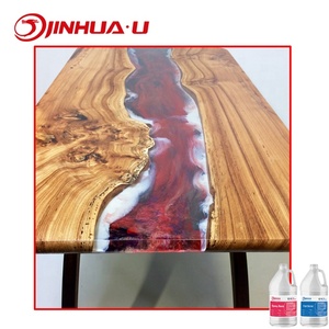 Table de moulage de rivière en résine époxy, épaisse, jaune, sans bulle - Product Image 1