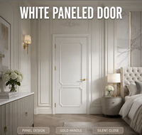 Porte intérieure moderne de luxe à double vitrage de style français blanc crème avec poignée dorée, taille personnalisée, directement de l'usine