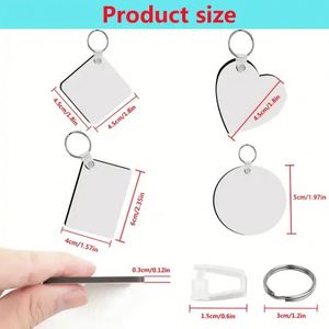 Porte-clés vierges en bois MDF double face avec anneaux, imprimables par transfert thermique, pour sublimation - Product Image 2