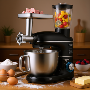 Robot culinaire Vevor 6Qt en acier inoxydable 660W à tête inclinable avec hachoir à viande et extracteur de jus, équipement de pâtisserie - Product Image 2