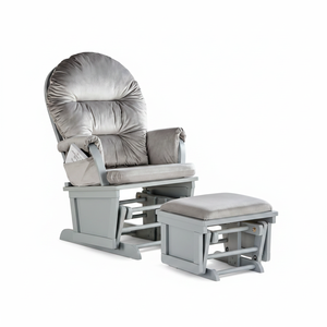 Pouf Oscillante Madison in Legno Grigio e Tessuto Grigio Chiaro per Cameretta, Prodotto in Cina, Modello AL1120 - Product Image 2
