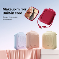 Espejo de Maquillaje Multifunción OEM Personalizado con Banco de Energía de 10000 mAh, Li-Polímero, 5W, Cable Micro USB Integrado, Mini Portátil Ultra Delgado