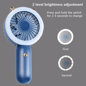 Ventiladores de Mano Recargables USB para Mujer, Mini Ventilador Portátil Silencioso de Escritorio con Luz Nocturna, Tres Velocidades de Viento, Enfriador de Aire - Product Image 4