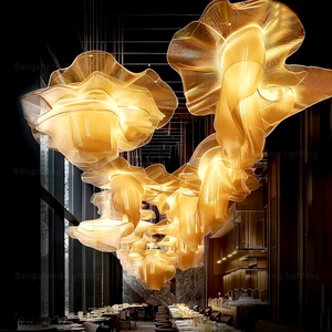 โคมไฟระย้าทรงคลื่นหรูหราขนาดใหญ่สำหรับตกแต่งภายในโรงแรม ร้านอาหาร และพื้นที่เชิงพาณิชย์ - Product Image 2