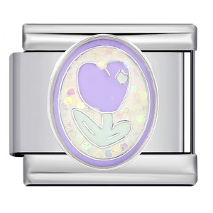 Accesorios DIY: Charm Modular Italiano Elástico Hecho a Mano con Elementos de Ensueño Púrpura, de Acero Inoxidable con Baño de Oro Rosa y Zirconia, de Moda - Product Image 2