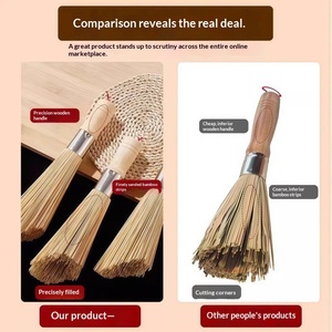 Natural Bamboo Pot Cleaning <b>Brush</b> With Wooden <b>Handle</b> Durable Kitchen <b>Scrub</b> <b>Brush</b> For Washing Pots Pans Wok - Product Image 3