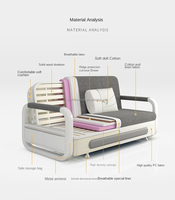 Sofá cama plegable de futón, convertible, 3 asientos, tela de espuma, extraíble
