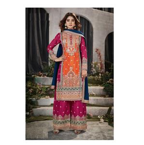 Dernières séquences brodées en chinon Salwar Kameez Palazzo Suit Elegant Pakistanais Style Outfit Perfect for Wedding - Product Image 1