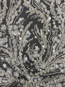 White Latest Arrival <strong>Heavy</strong> Beaded Sequin Wedding Dress <strong>Lace</strong> <strong>Fabric</strong> Embroidery White 3D Sequin Beads Bridal Dress <strong>Lace</strong> <strong>Fabric</strong> - Product Image 3