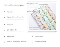 Papier d'emballage pour bouquet de fleurs fraîches, papier kraft mat imperméable avec motif de petites fleurs pour l'emballage de cadeaux