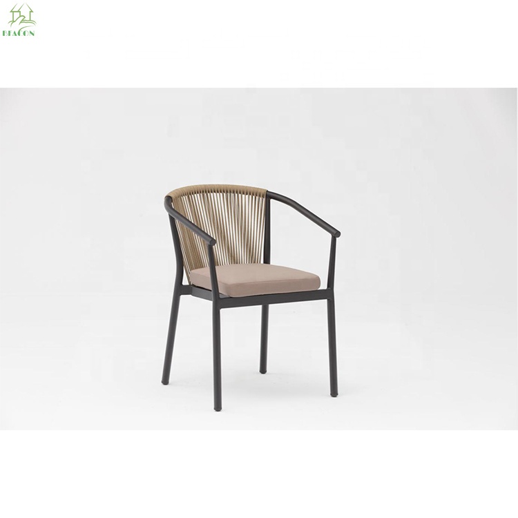 Прямая поставка с завода, алюминиевый Плетеный уличный дизайнерский обеденный стул для отдыха в саду