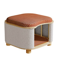 Lit pour chaton en bois massif de luxe personnalisé, respirant et chaud, pour toutes les saisons, niche intérieure en bois, lit pour animaux de compagnie de style mid-century.