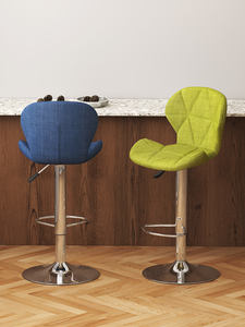Eenvoudige zwarte verstelbare barkruk met rugleuning, comfortabele lounge hoge stoelen, moderne draaibare eetkamerstoel - Product Image 4