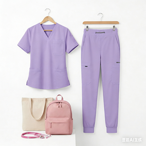 Conjunto de Uniformes Médicos Personalizados con Logotipo, Unisex, Manga Corta, Transpirable, de Spandex, Cómodo para Enfermería y Cirugía - Product Image 3