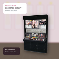 Exhibidor de Maquillaje Personalizado con Estantes Iluminados, Mostrador de Pruebas y Almacenamiento con Cajones para Tiendas de Cosméticos