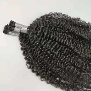 Venta caliente de alta calidad sin procesar K Tip Hair 100% cabello humano vietnamita Afro rizado I Tip extensión de cabello Color negro Natural - Product Image 3