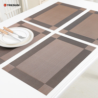 Napperon de luxe en PVC, Set de Table tissé, couleur noir, gris et or, 1 pièce