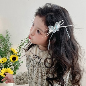Çocuklar mavi kelebek şerit küçük saç bağları timsah klipler Set güzellik moda stokta tokalar Scrunchies aksesuarları kızlar için - Product Image 1