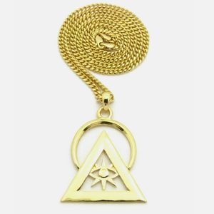 Son derece cilalı 18k altın kaplama <span class=keywords><strong>Illusion</strong></span> piramit kolye göz 24in küba zincir kolye ile Horus - Product Image 1