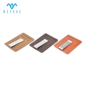 Meyshe fábrica personalizada Crazy Horse cuero genuino RFID bloqueo Delgado antirrobo moda negocios efectivo dinero Clip tarjetero - Product Image 6