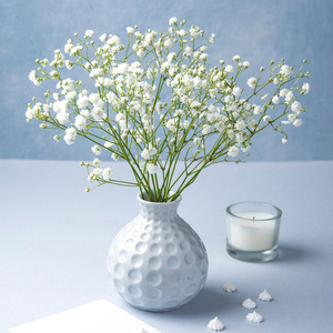 Artificial Baby's Breath Bouquet White Soft Rubber Wedding Decoration Plastic Flowers 3 Pronged Reusable Home Decor - Product Image 1