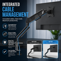 Nouveau support de bureau pour écran unique, idéal pour le télétravail et les dortoirs, capacité de 10 kg, bras de moniteur 17-32 pouces, gestion des câbles, métal noir