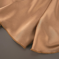 Robe Courte Premium Femme Marron en Satin à Bretelles Fines, Col V Cache-cœur, Taille Élastique, Fluide, pour Soirée Estivale