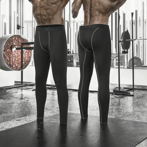 Pantalon de compression pour homme avec logo personnalisé, leggings à taille élastique, sous-vêtement de sport, course à pied, entraînement, collants de sport - Product Image 3