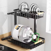 Vente chaude Armoire De Rangement En Métal Efficace Évier Organisateur Rack pour La Maison Cuisine Laque Techniques pour Le Stockage Des Épices Salle De Bains Utilisation