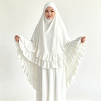 Ensemble jupe et khimar léger pour femme, avec volants, deux pièces, robe modeste, tenue de prière musulmane, tissu froissé aérien, hijab islamique