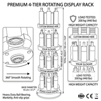 Étagère rotative personnalisée pour la présentation de la vodka, étagère rotative à 4 niveaux pour la présentation de spiritueux pour la vente au détail