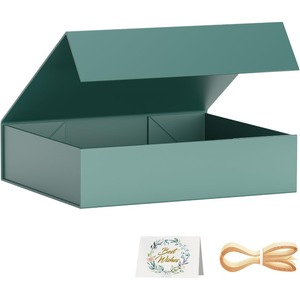 Caja de regalo cubierta de papel verde bosque, adecuada para prendas de vestir, se puede personalizar según las necesidades. - Product Image 1