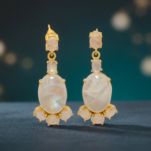 Pendientes Colgantes de Latón Hechos a Mano con Piedras Preciosas, Chapados en Oro, Estilo Étnico, Unisex, para Mujer - Product Image 4