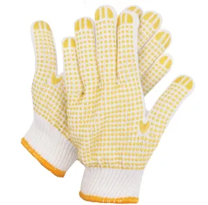 Labor Protective Gluedotted Cotton Yarn Gloves Anti-slip gloves PVC dotted cotton knitted work gloves for construction work