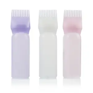 Hot Sales 180ml 6oz Empty Hairbrush Dry Scale HDPE Plastic Bottle With Comb Cap For Hair Dye