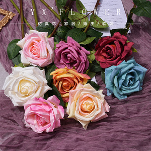 ดอกกุหลาบผ้าไหมจำลองยี่เซวียน ก้านเดี่ยว คุณภาพสูง สำหรับตกแต่งบ้าน - Product Image 2