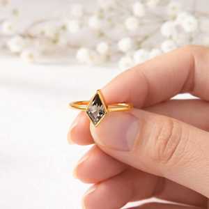 Anillo de Cuarzo Ahumado en Forma de Diamante, Plata de Ley 925, Oro Vermeil, Anillo de Promesa, Talla de Piedra 6 × 12, Anillos de Eternidad para Mujer, Vermeil - Product Image 3