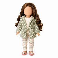 Ensemble pyjama douillet personnalisé à pois en polaire pour poupée, comprenant un peignoir à capuche, un legging imprimé et des pantoufles, pour accessoires de poupée de mode de 18 pouces