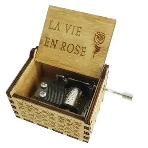 Wholesale Mini Hand Crank Wooden Music Box La Vie En Rose Philippines