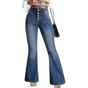 Sidefeel, pantalones vaqueros acampanados de cintura alta para mujer, pantalones de campana elásticos, pantalones de mezclilla con costura lateral de pierna ancha, estilo callejero transpirable - Product Image 3